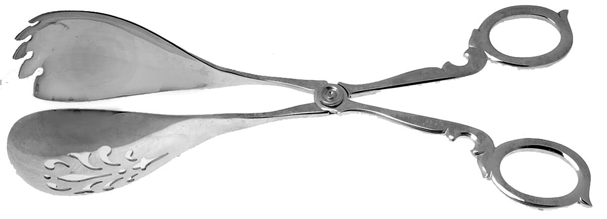 N15 (Silverplate) Silverplate Salad Tongs, Solid Piece by Gorham Silver-1