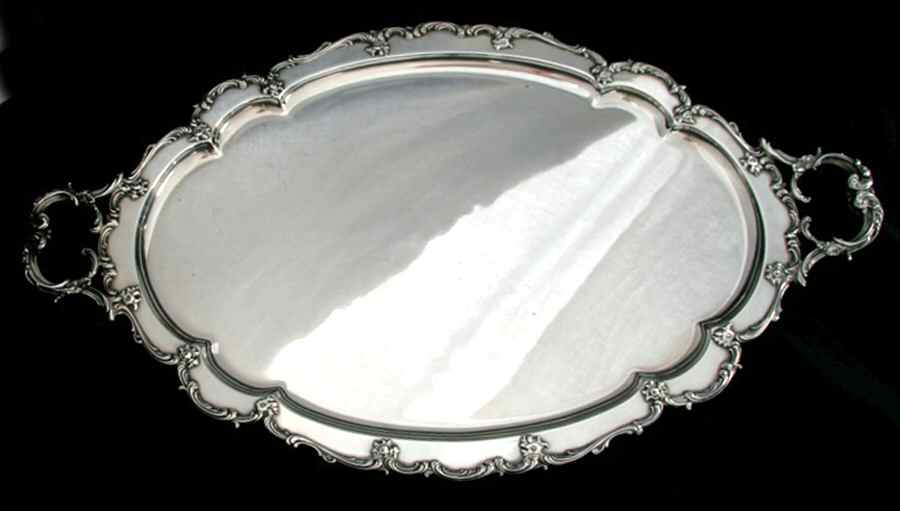 A814 (Sterling, Hollowware) Large Waiter Tray by Gorham Silver-1