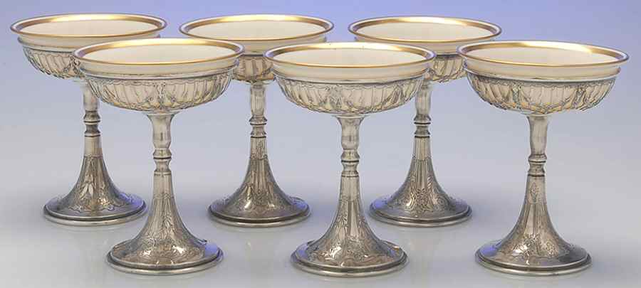 1353A (Sterling, Hollowware) Sherbet with Ceramic Liner - Set of 6 by Gorham Silver-1