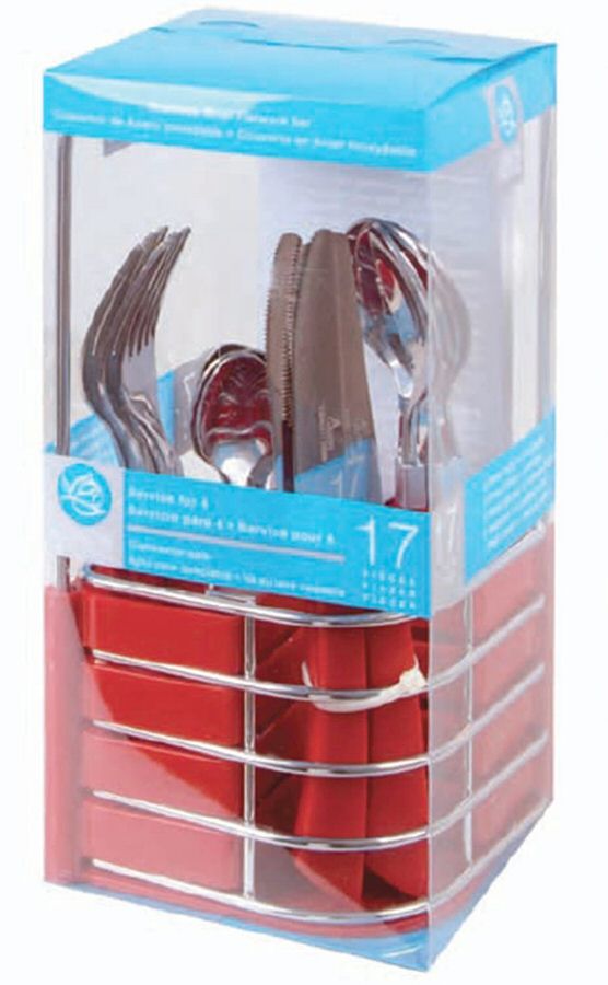Clementon-Red (Stainless, Plastic) Fork by Gibson-1