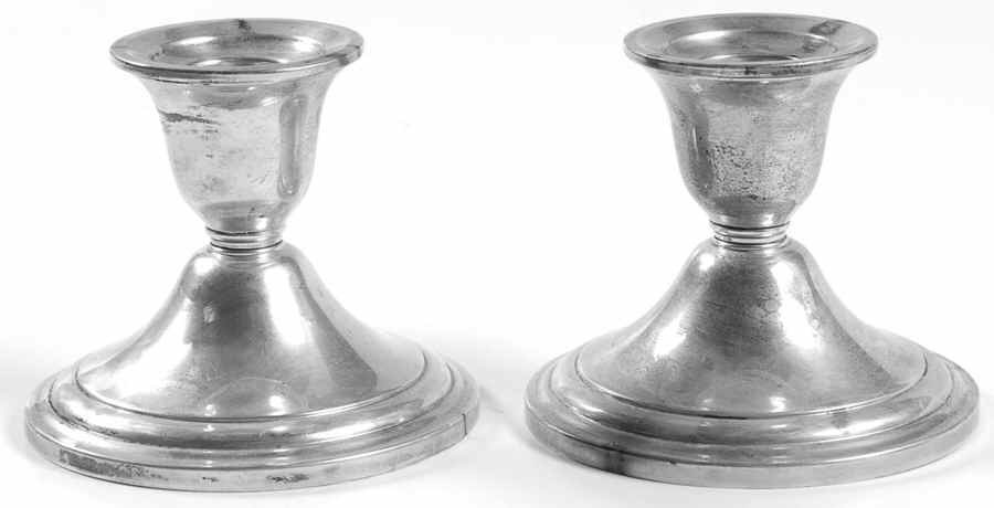 16213 (Sterling, Hollowware) Pair of 3" Weighted Candleholders by Gorham Silver-1