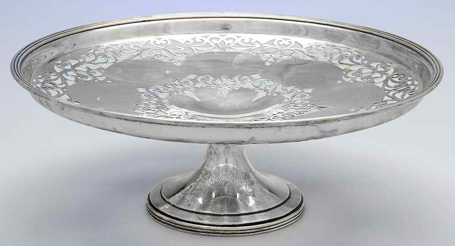 3338 (Sterling, Hollowware) 13" Diameter Pedestal Cake Stand by Gorham Silver-1