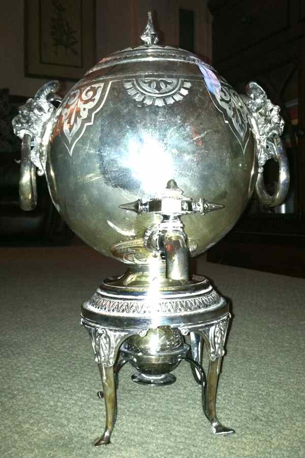 010 (Silverplate, Hollowware) Samovar with attached Stand and Burner by Gorham Silver-1