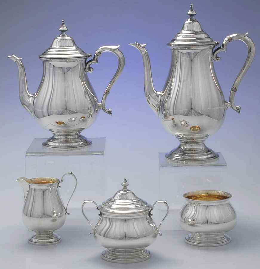 751 (Sterling, Hollowware) 5 Piece Tea Set (SCP, STP, SCR, SSU, SWB) by Gorham Silver-1