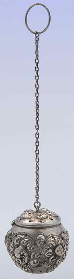 439 (Sterling, Hollowware) Tea Ball with Chain by Gorham Silver-1
