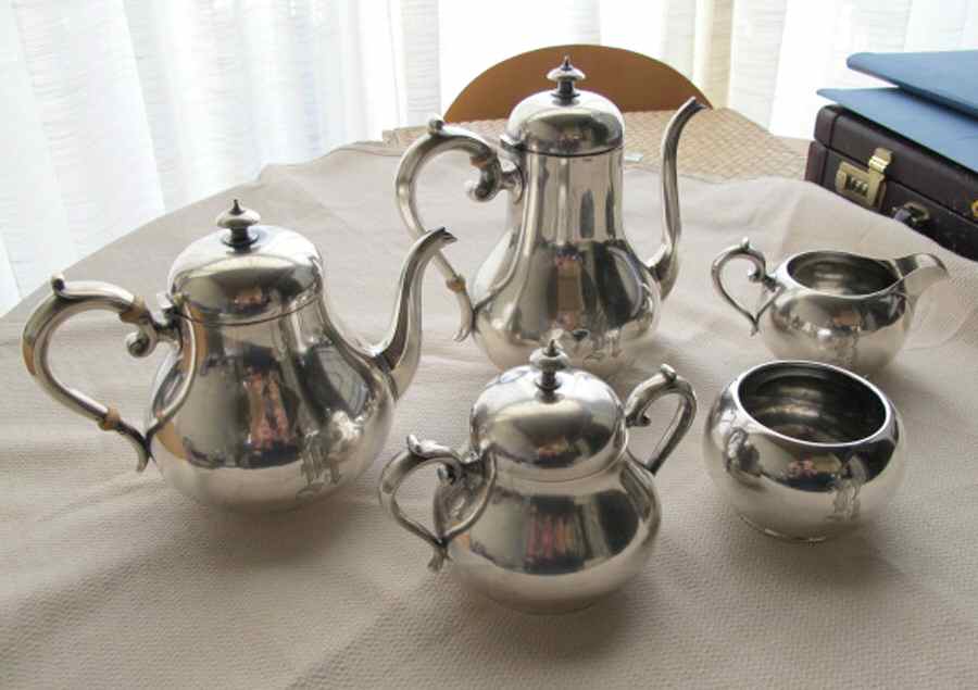 A12741 (Sterling, Hollowware) 5 Piece Tea Set (SCP, STP, SCR, SSU, SWB) by Gorham Silver-1
