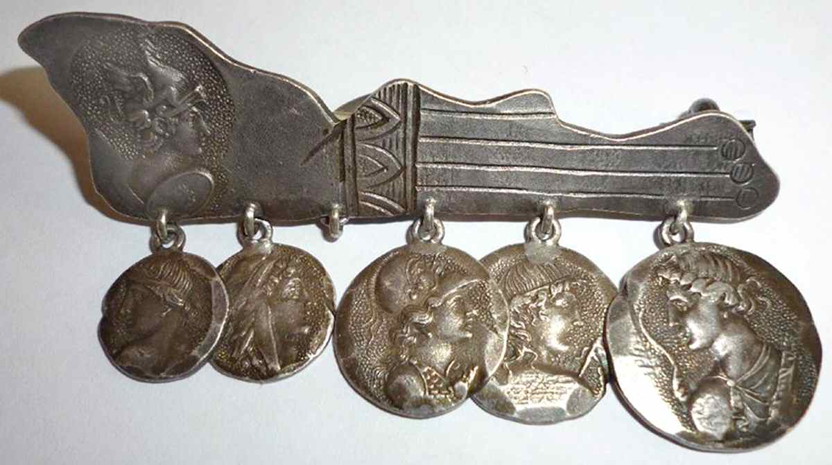 Medallion-Etruscan (Sterling, Hollowware) Brooch by George W Shiebler-1