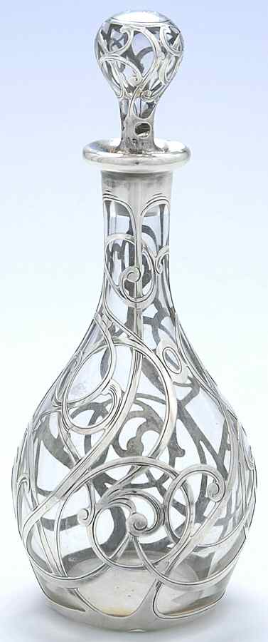 D2155 (Sterling, Hollowware) Sterling Overlay Wine Decanter by Gorham Silver-1