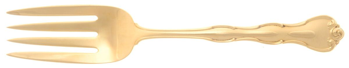 Rondo-Gold Vermeil (Sterling) Medium Solid Cold Meat Serving Fork by Gorham Silver-1