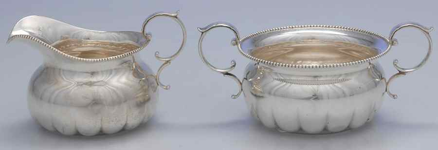 A5465 (Sterling, Hollowware) Creamer & Open Sugar Set by Gorham Silver-1