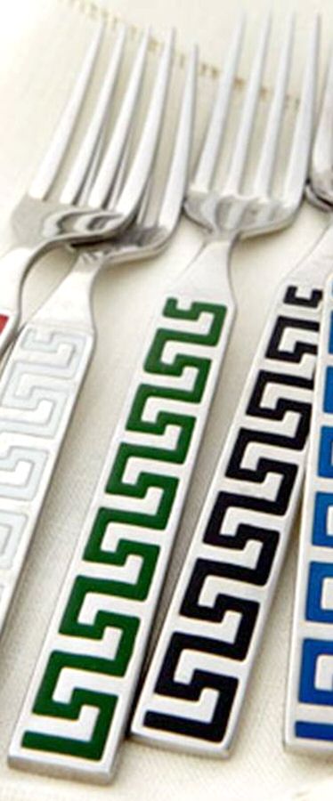 Greek Key-Green (Stainless) Fork by Godinger-1