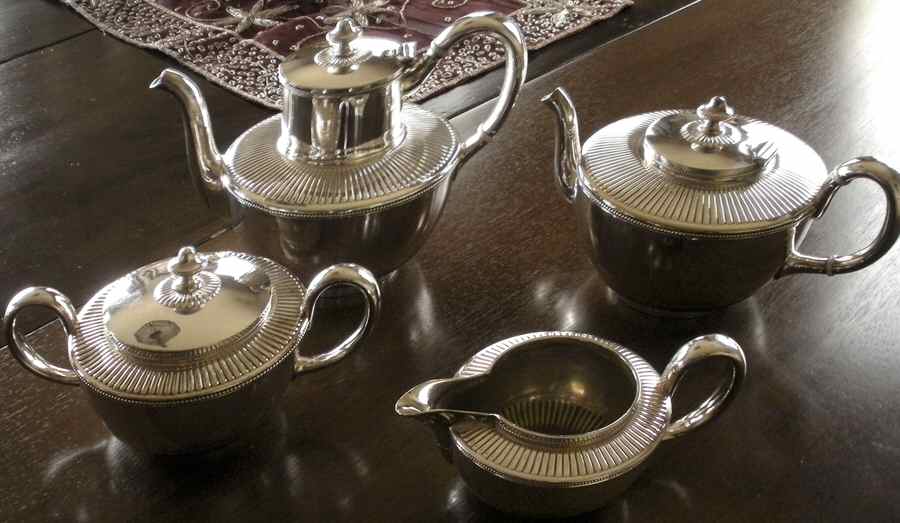 0860 (Silverplate, Hollowware) (4 Piece) Silverplate Tea Set by Gorham Silver-1