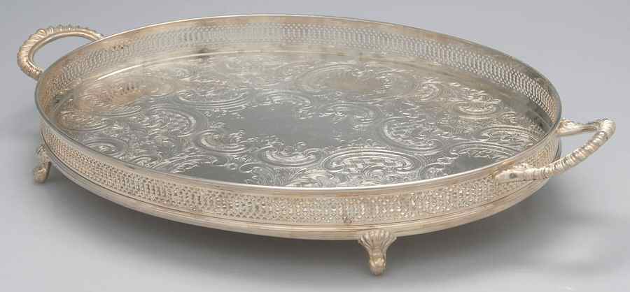 YC137 (Silverplate, Hollowware) 13" Gallery Tray by Gorham Silver-1