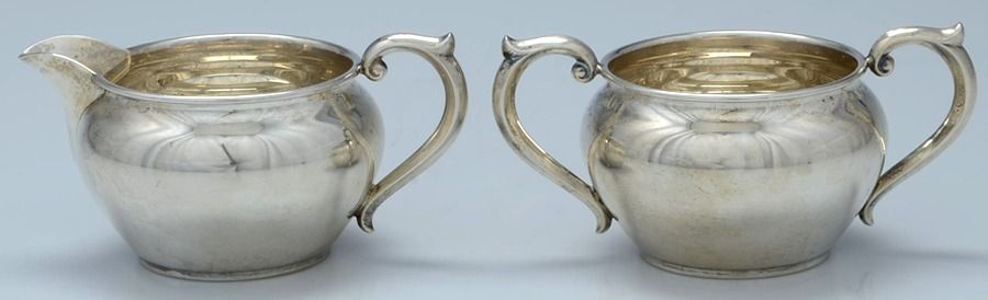 16321 (Sterling, Hollowware) Mini Sterling Creamer and Open Sugar by Gorham Silver-1