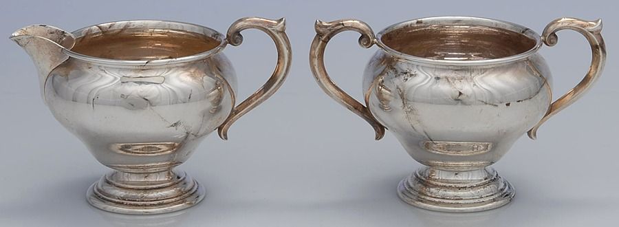 16321 (Sterling, Hollowware) Mini Sterling Creamer and Open Sugar by Gorham Silver-1