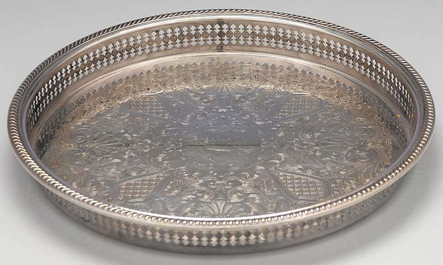 YB166 (Silverplate, Hollowware) 13" Gallery Tray by Gorham Silver-1