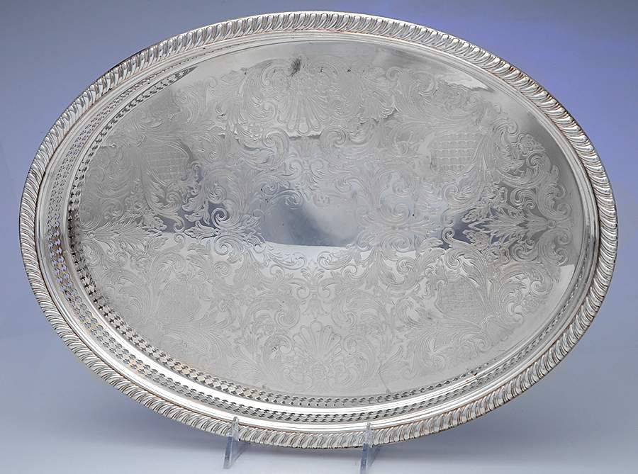 YB166 (Silverplate, Hollowware) 16" Gallery Tray by Gorham Silver-1