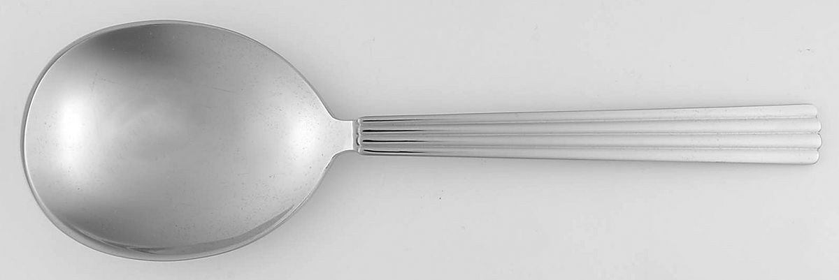 Bernadotte (Stainless) Small Solid Serving Spoon by Georg Jensen (Denmark)-1