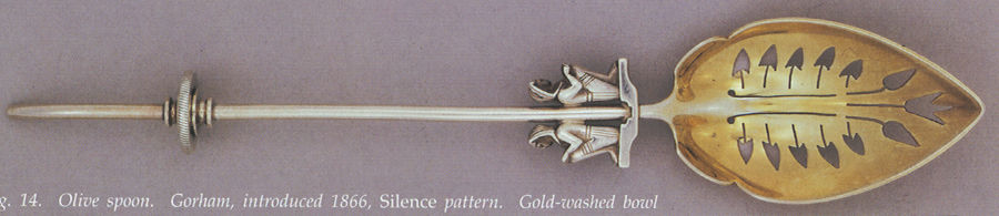 Silence (Sterling, 1866) Pierced Bowl Short Handle Olive Spoon by Gorham Silver-1