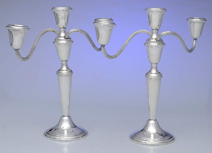 807 (Sterling, Hollowware) Pair of Weighted 3 Light Candelabra by Gorham Silver-1