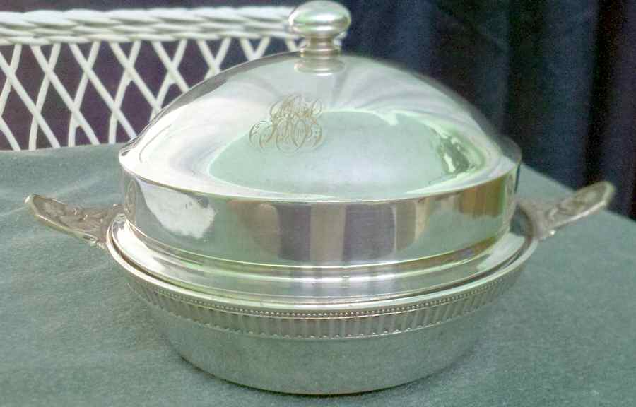 0391 (Silverplate, Hollowware) Round Covered Butter Dish & Strainer by Gorham Silver-1