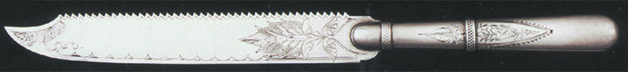 GS145 (Sterling) Solid Bright Cut Cake Saw by Gorham Silver-1