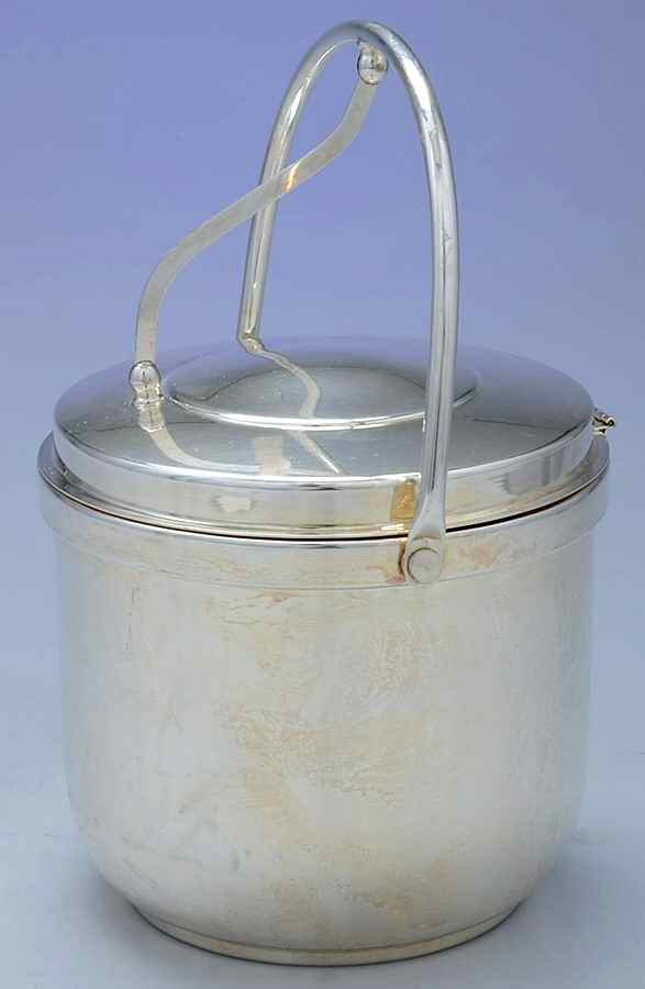 YC141 (Silverplate, Hollowware) Hinged Bale Handle Ice Bucket & Lid, Liner by Gorham Silver-1