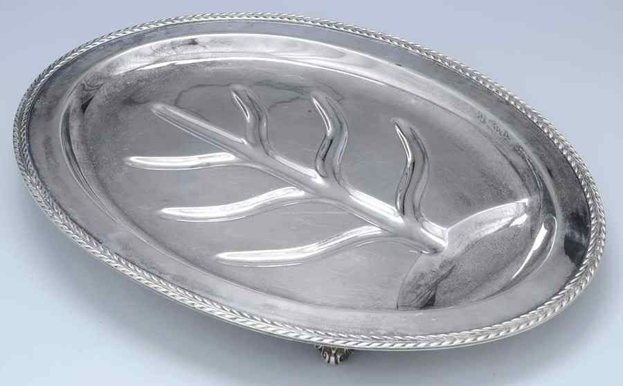106 (Silverplate, Hollowware) 18" Meat Platter with Well by Gump's-1