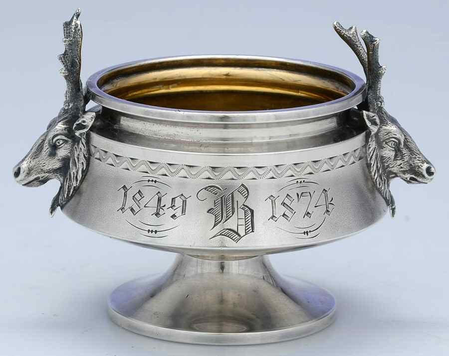 Saxon Stag (Sterling, Hollowware) Master Open Salt by Gorham Silver-1