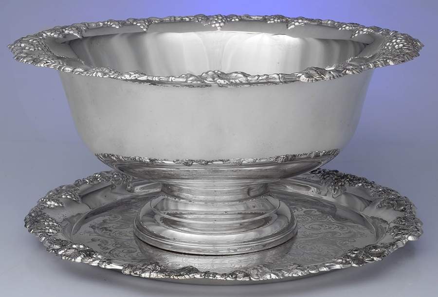 YB271 (Silverplate, Hollowware) Punch Bowl and Tray by Gorham Silver-1