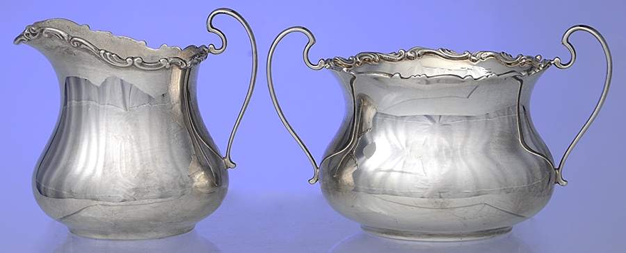 A1941-2 (Sterling, Hollowware) Mini Sterling Creamer and Open Sugar by Gorham Silver-1