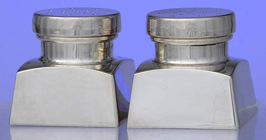 66 (Sterling, Hollowware) Individual Salt & Pepper by Gump's-1