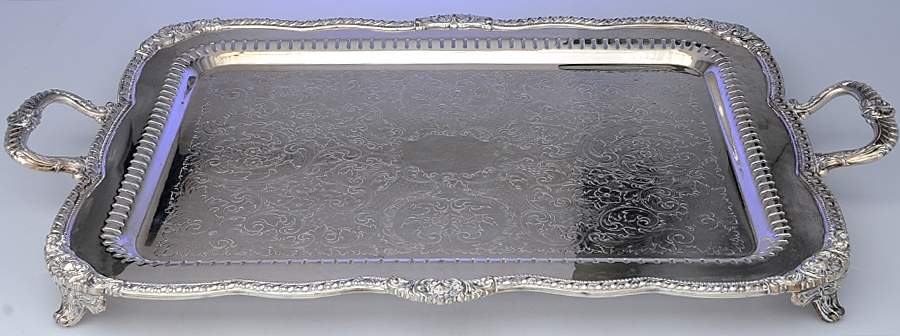 GDS8 (Silverplate, Hollowware) Large Silverplate Waiter Tray by Goldfeder Silver Co-1