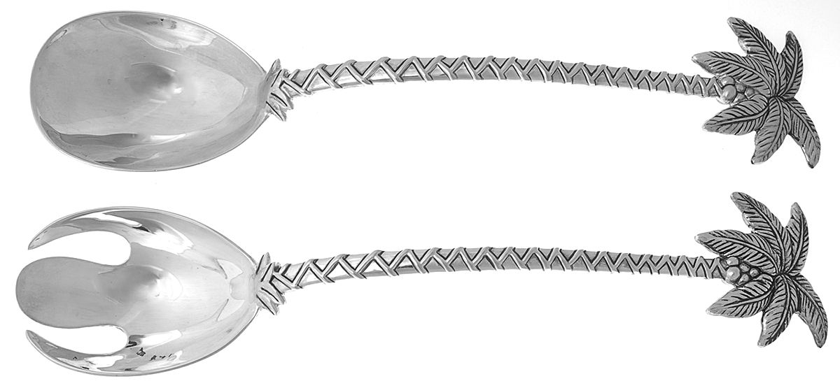 Palm Tree (Silverplate) (2 Pc) Solid Salad Set by Godinger-1