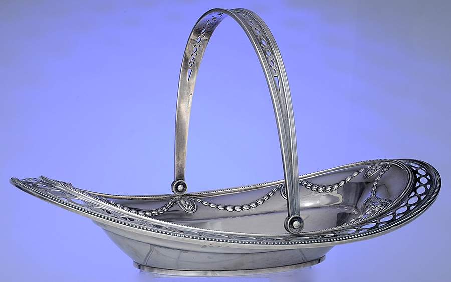 A9221 (Sterling, Hollowware) 14"Oval Handled Cake Basket by Gorham Silver-1