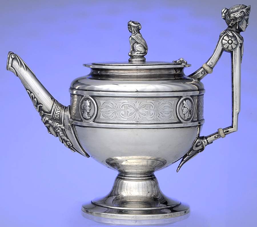 Medallion (Coin, Hollowware) Teapot by Gorham Silver-1