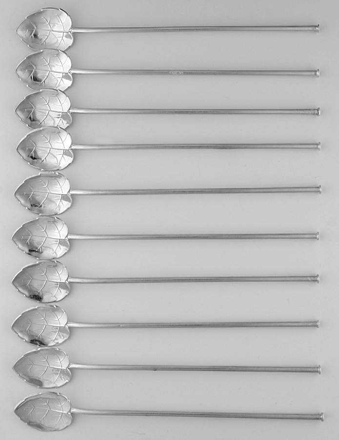Sterling Hollowware Bright Cut Tea Sippers - Set of 10 by Jakob Grimminger-1