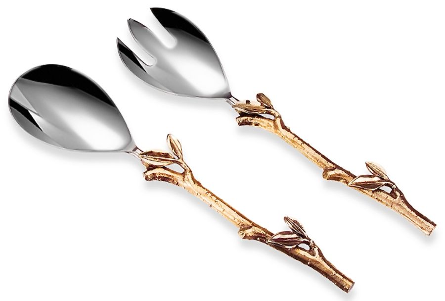 Leaf (Stainless) (2 Pc) Solid Salad Set by Godinger-1