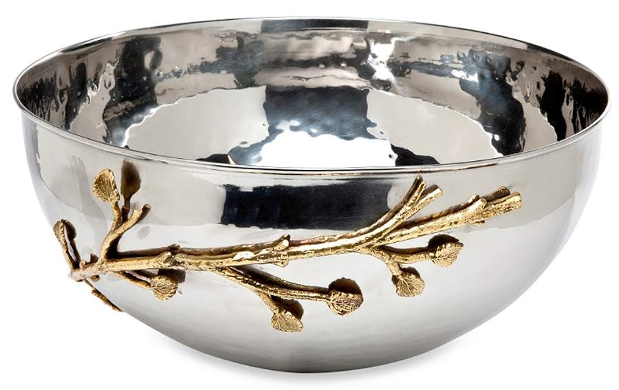 Leaf (Stainless, Hollowware) 12" Salad Serving Bowl by Godinger-1