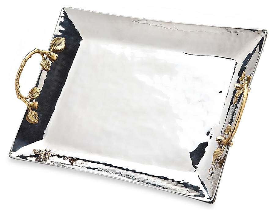 Leaf (Stainless, Hollowware) 16" Rectangular Tray by Godinger-1