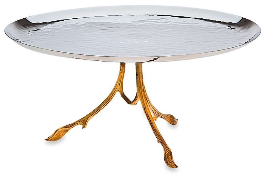 Leaf (Stainless, Hollowware) Footed Cake Plate by Godinger-1