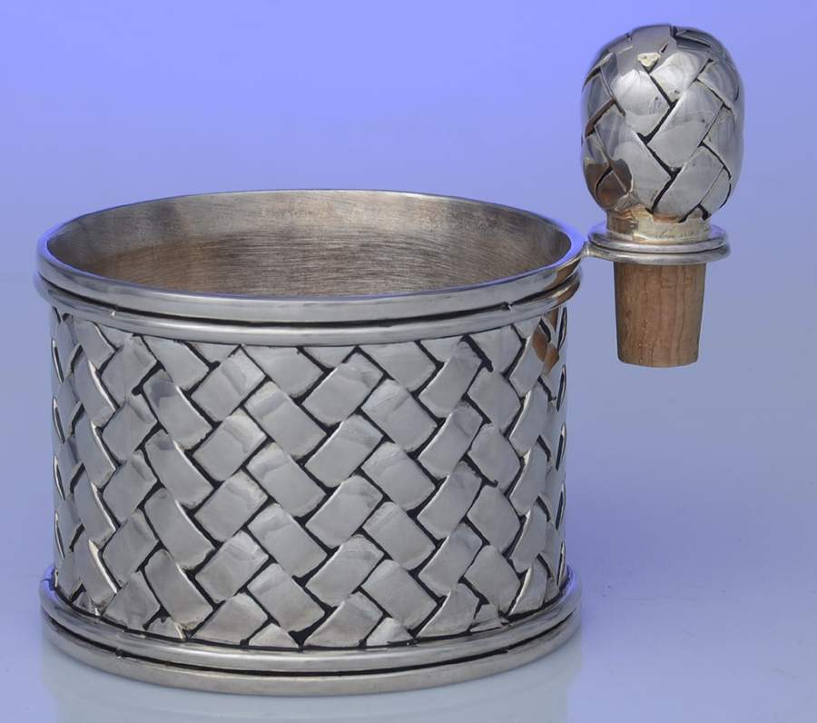 Weave (Silverplate, Hollowware) Wine Bottle Holder and Stopper by Godinger-1