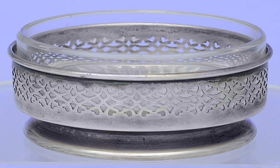 A12944 (Sterling, Hollowware) Coaster & Glass Liner by Gorham Silver-1