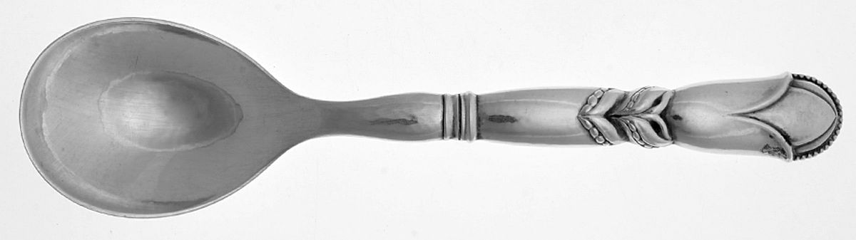 Ornamental Items (Sterling) Hollow Handle Salad Serving Spoon by Georg Jensen (Denmark)-1