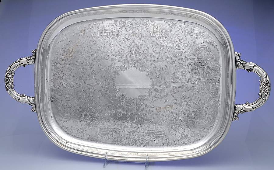 GS152 (Silverplate, Hollowware) Large Silverplate Waiter Tray by Gorham Silver-1