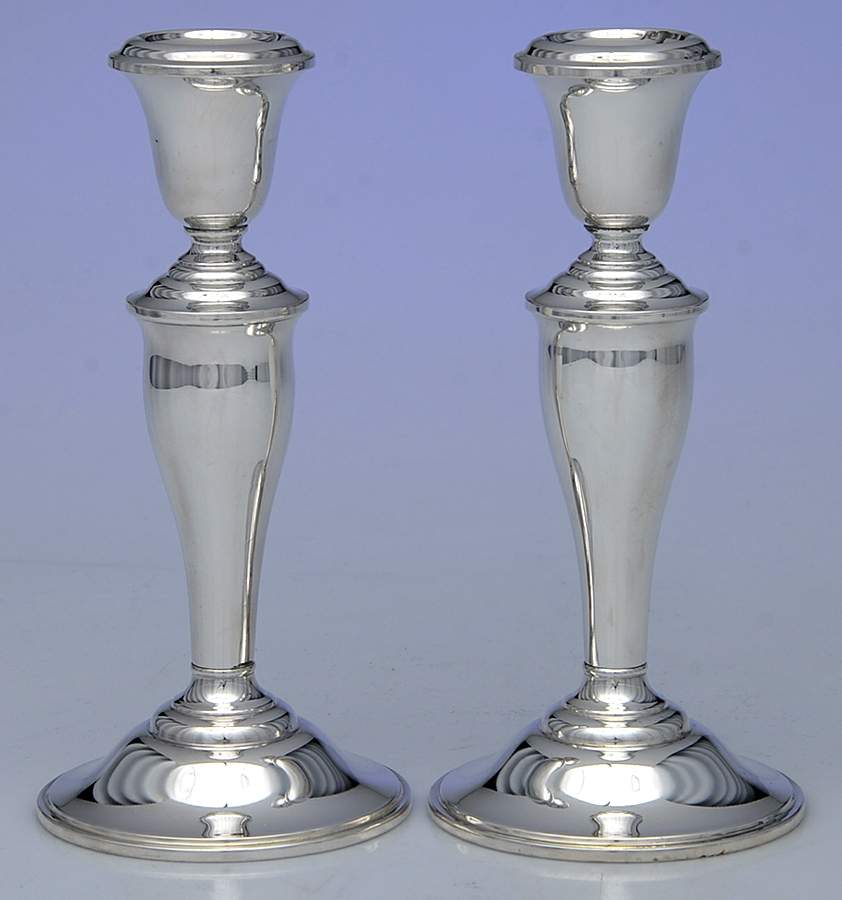 815-1 (Sterling, Hollowware) Pair of Weighted Candlesticks by Gorham Silver-1