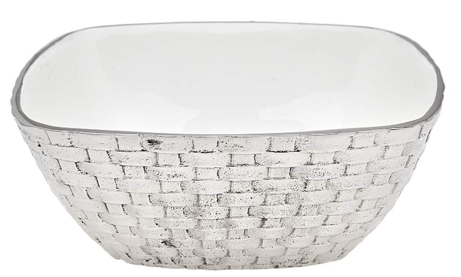 White Weave (Aluminum, Hollowware) 10" Square Bowl by Godinger-1