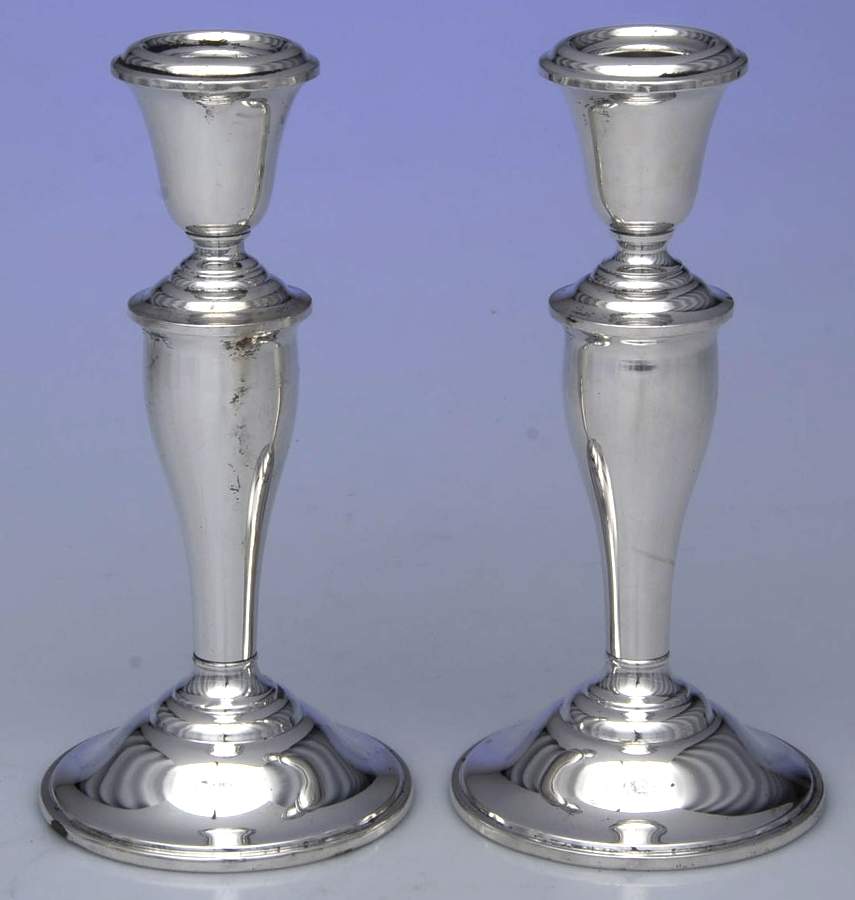 85-1 (Sterling, Hollowware) Pair of 6" Weighted Candlesticks by Gorham Silver-1
