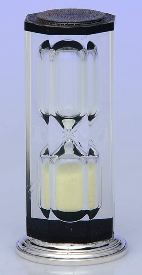 411 (Sterling, Hollowware) Crystal Timer with Sterling Base by Gorham Silver-1