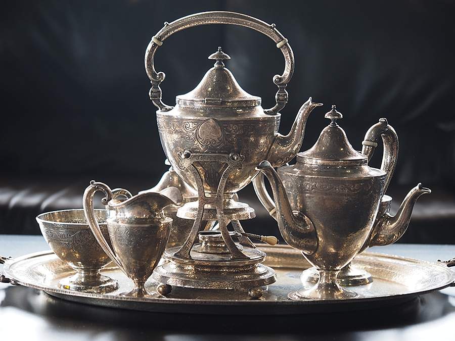 2013 (Sterling, Hollowware) 7 Piece Tea Set (SCP, STP, SCR, SSU, SWB, SKES & WTL) by Gorham Silver-1